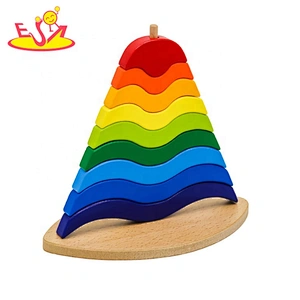 New arrival educational wooden rainbow baby toy for baby W13D218