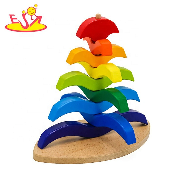 New arrival educational wooden rainbow baby toy for baby W13D218