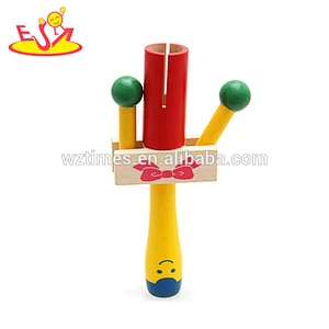 Wholesale creative pen shape cartoon style wooden rattle toy for baby W07I132