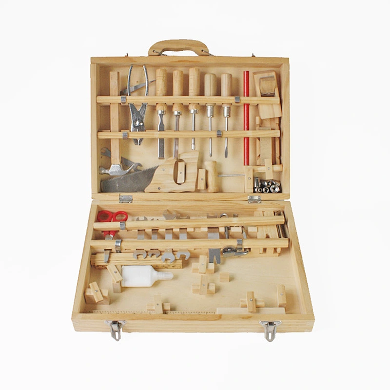 Hölzerner Reparaturwerkzeuginstallationssatz des Spielzeugs des hohen Wertes Nutzen zum Handfertigkeitstraining der Kinder W03D046