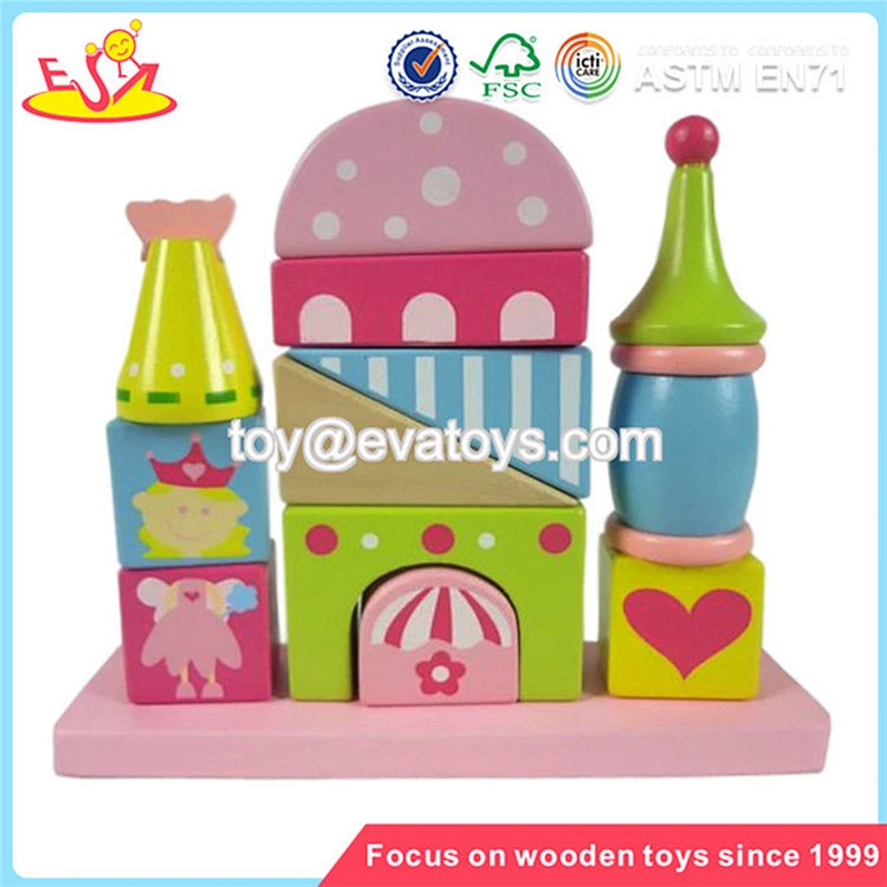 Wholesale lovely wooden stacking blocks game toy top sale wooden stacking blocks game W13D047