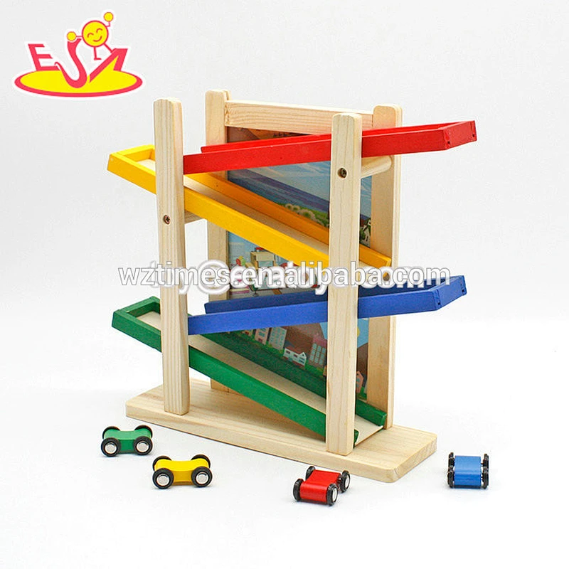 Auto-Spielrampfrennspielzeug des fördernden Geschenks hölzernes für Kinder W04E060
