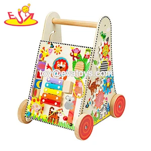 New design educational wooden baby push walker for activity play W16E134