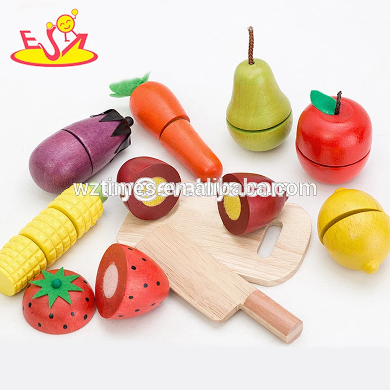 Wholesale lovely dessert theme wooden magnetic blocks set toy food cutting toy for baby W10B198