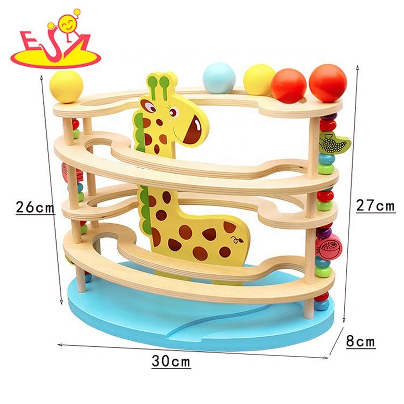2019 New arrival educational children wooden ball ramp toy with customize W04E078