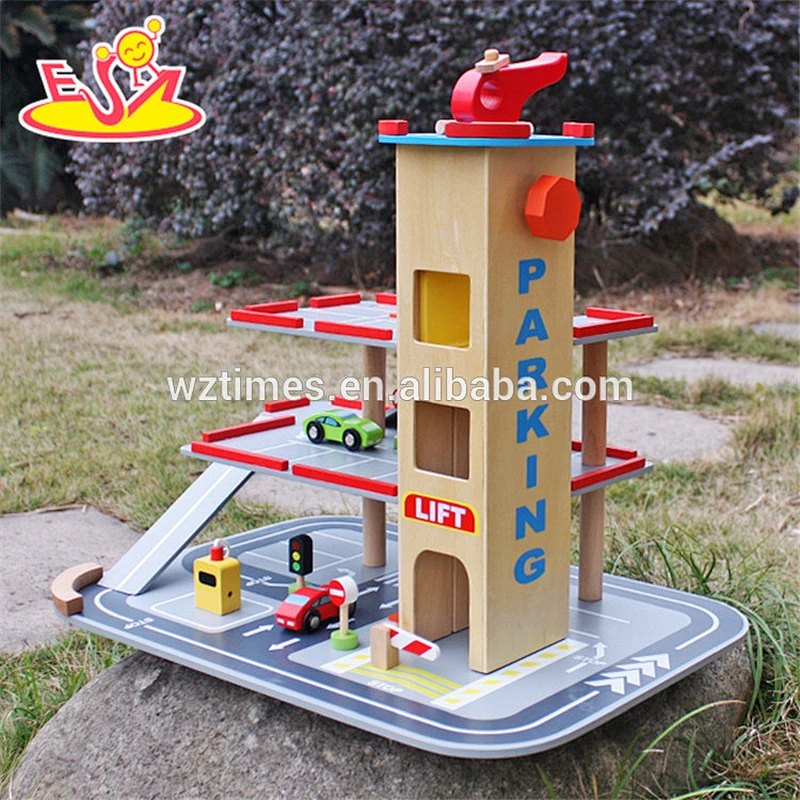 Wholesale cool style customize wooden garage playsets toy bring fun for kids W04B047