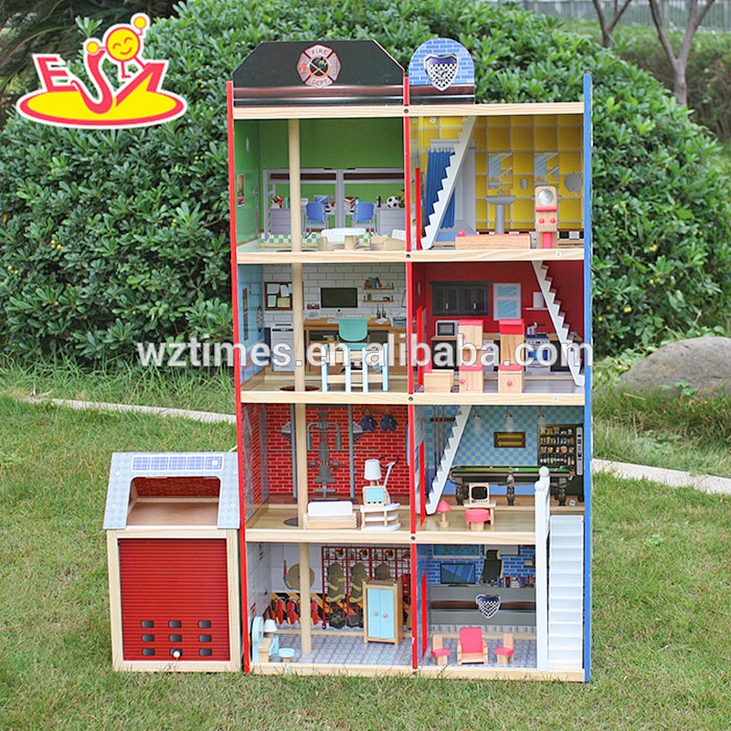 2018 new design pretend toy kids wooden model doll house W06A138