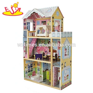 Populäres dreigeschossiges hölzernes Mädchen Puppenhausspielzeug für Babys Rollenspielspiel W06A247