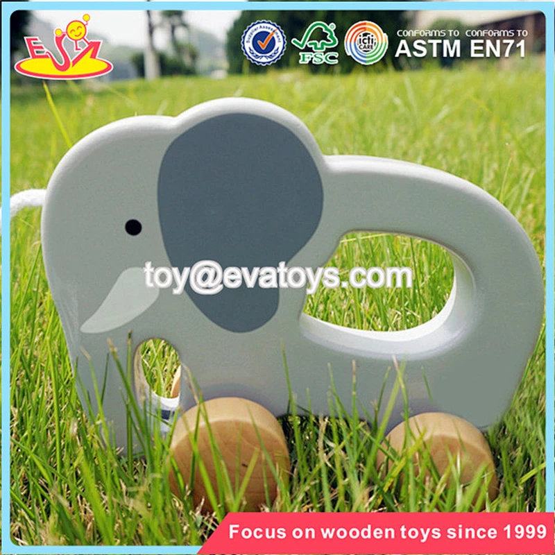 Wholesale creative kids wooden animal drag toy for education W05B085