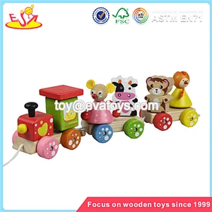 Wholesale animal kids wooden pull cart toy interesting children wooden pull cart toy W05B063