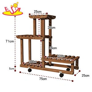 Most popular decorative movable wooden flower pot shelf stand in white W08H116C