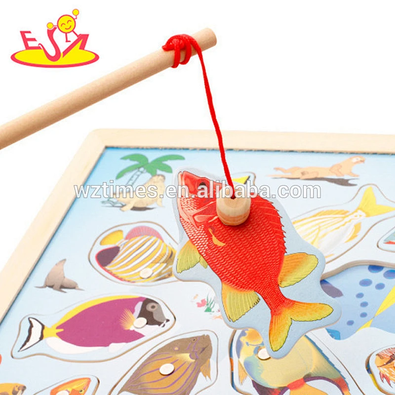 2018 New products baby wooden magnetic fishing set funny kids wooden magnetic fishing set best magnetic fishing set W01A191