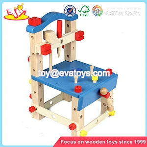 Wholesale interesting wooden tools kit toy DIY funny kids wooden tools kit workbench toy W03D031