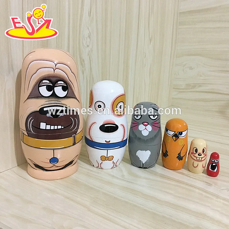 2018 Wholesale cheap matryoshkas interesting nesting dolls wooden for kids W06D100