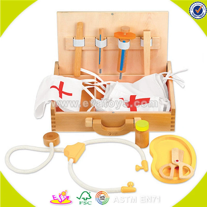 wholesale baby wooden medical toy, hot sale kids role play wooden medical toy, popular wooden medical toy W10B041