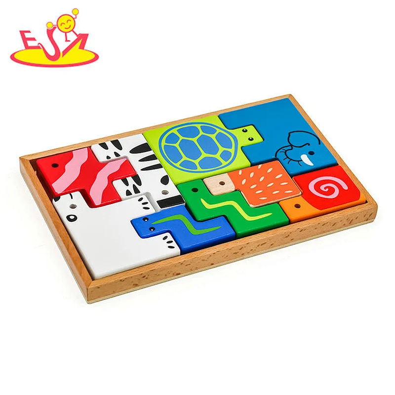 Wholesale educative games wooden animal shape recognition puzzle for toddlers W14A189