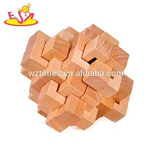 Wholesale early education traditional wooden 3d unlocked puzzle toy for kids W11C036