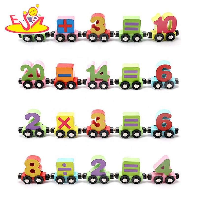 New design number shape wooden toy train for education W04A455