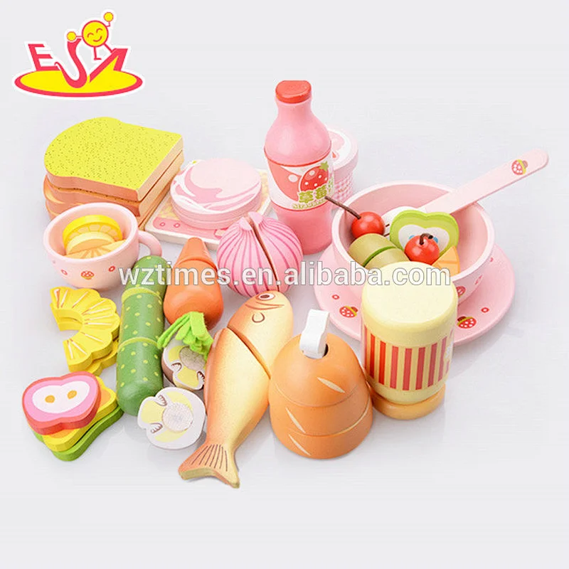 heißer Verkauf Spielküche spielt hölzernen Ausschnitt Gemüse Obst Set für Kinder W10B194