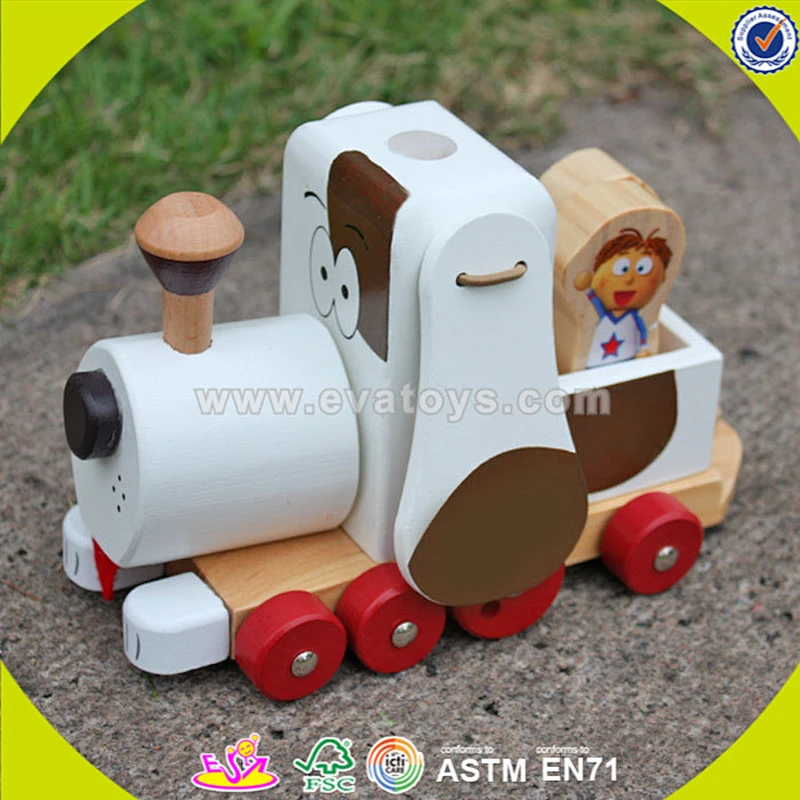 wholesale excellent wooden dog shape drag toy for children W05B090
