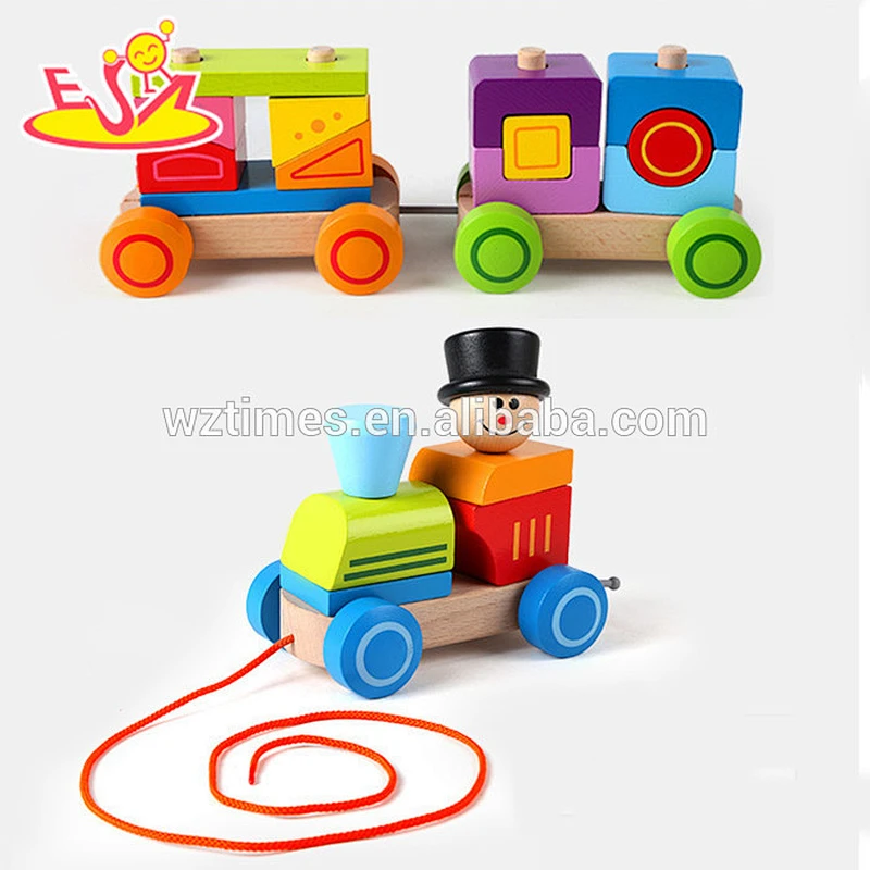 Großhandel hochwertige kinder holz bausteine ​​zug set heißer verkauf holz bausteine ​​zug set w05c037