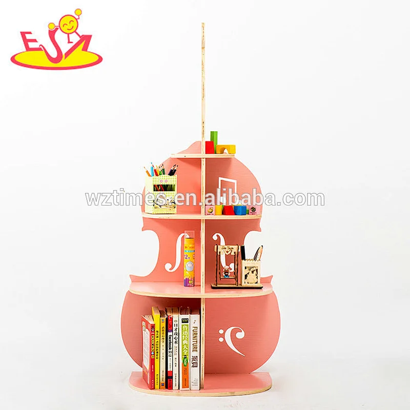 Wholesale most popular wooden cello shaped bookshelf as decorative art W08D074