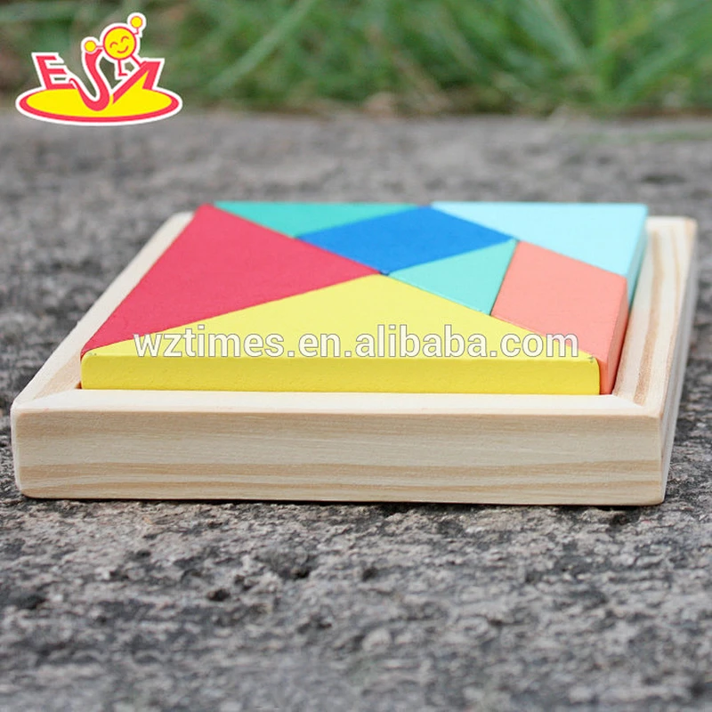 2018 Neues Design 7 Stücke Baby Holz Tangram Puzzles lustige Kinder Holz Tangram Puzzles beste Kinder Tangram Puzzles W14A178