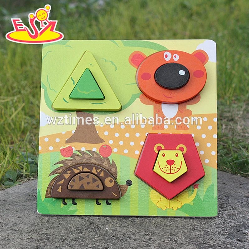 2018 New design educational wooden kids shape puzzle identify animals wooden kids shape puzzle best 3d kids shape puzzle W14D024