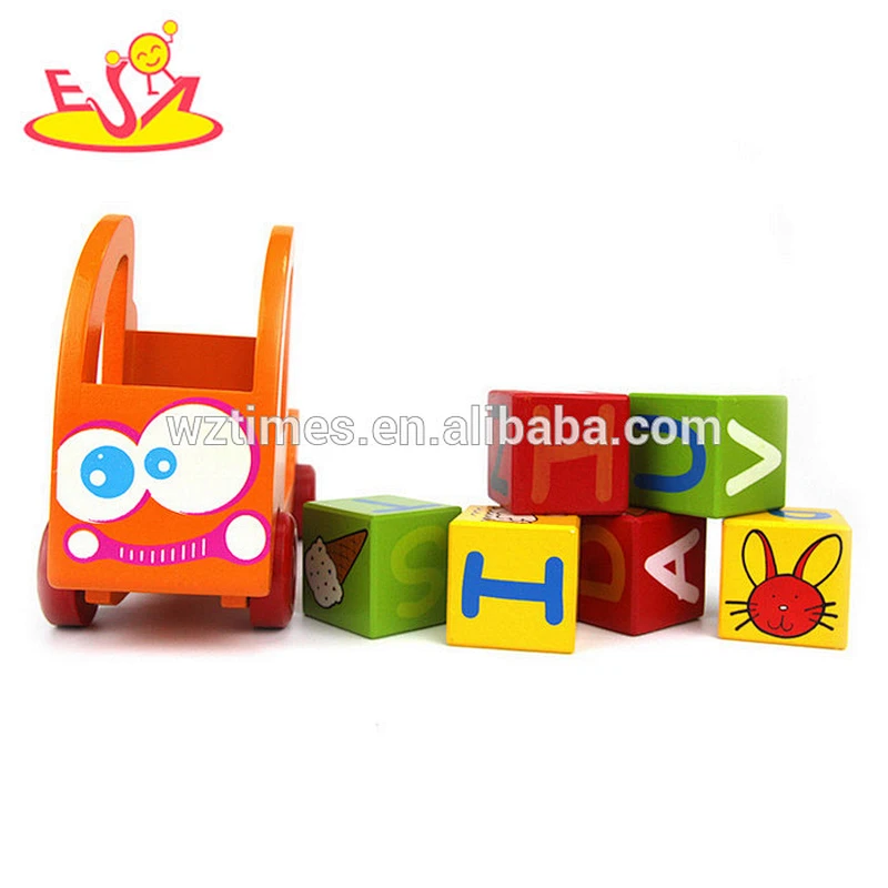 2018 Wholesale delivery wooden building blocks trucks toy for kids W04A336