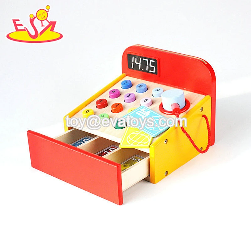 2018 wholesale kids wooden toy cash register new design children wooden toy cash register best toy cash register W10A065
