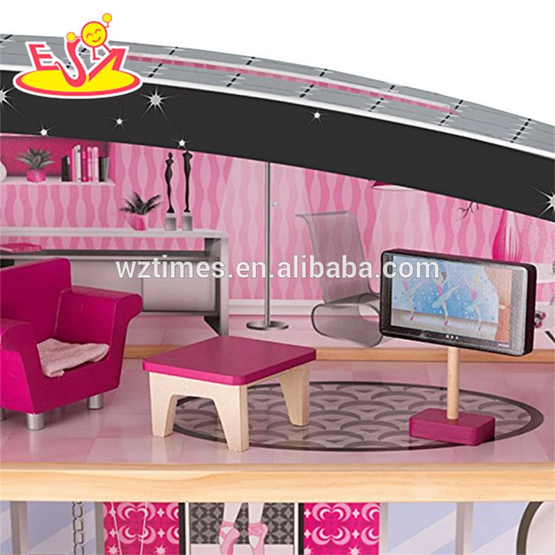 Wholesale modern style kids wooden doll house toy fashionable baby wooden doll house toy W06A222