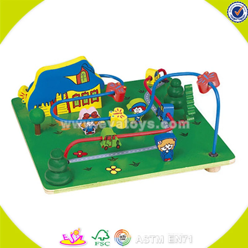 wholesale funny string bead cubic toy lovely wooden string bead cubic toy hot kids wooden string bead cubic toy W11B039