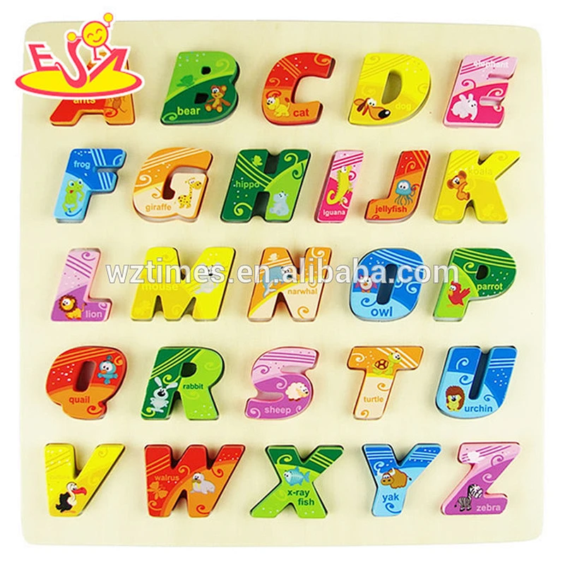 wholesale top quality baby brain development wooden abc puzzle for toddlers W14B065
