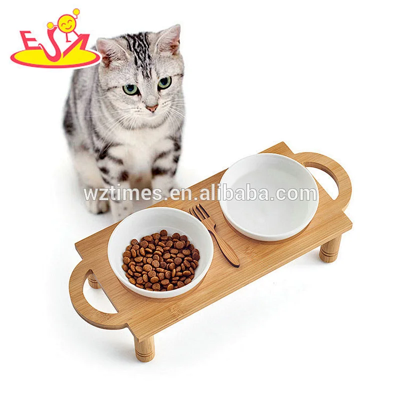 Wholesale unique creative wooden raised dog food bowls for sale W06F062