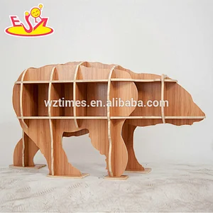 Wholesale high quality bear shaped wooden children bookshelf for sale W08D072