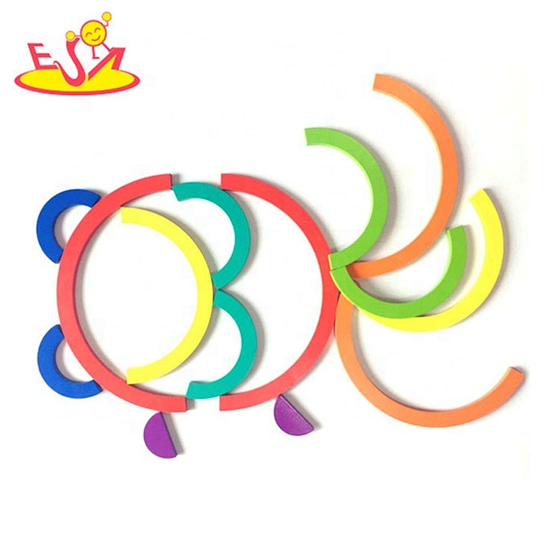 2019 New design educational puzzle wooden rainbow jigsaw for children W14A220