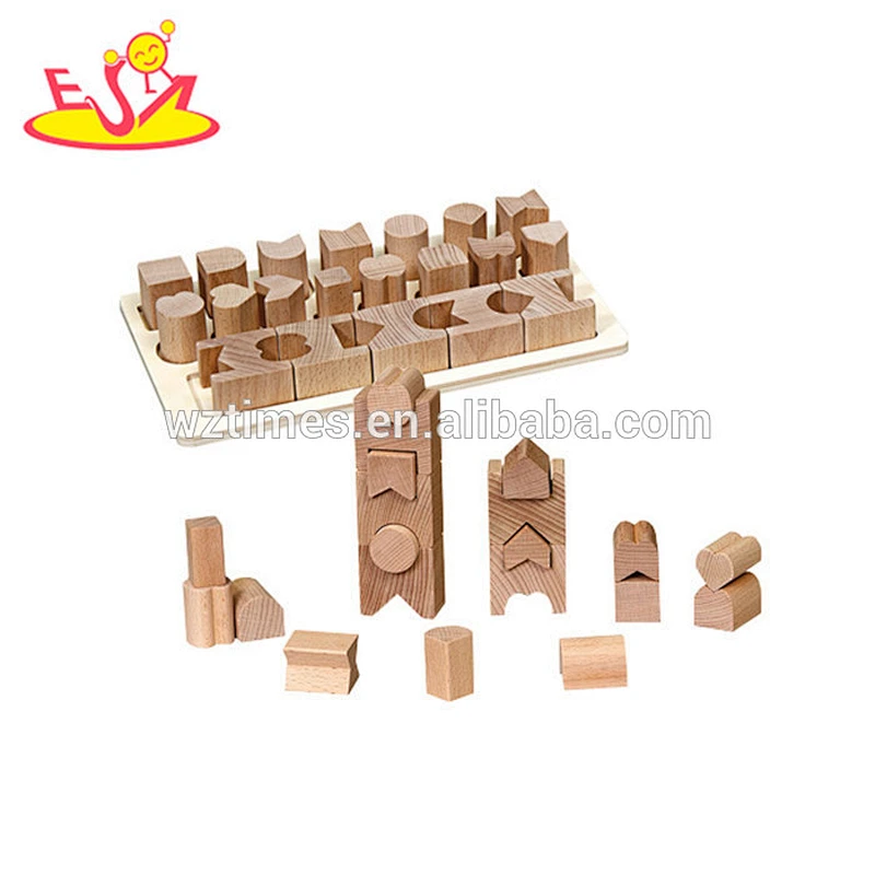 Wholesale creative baby wooden stacking blocks game colorful wooden stacking blocks toy W13A018