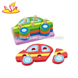 Lustiges hölzernes Hundformpuzzlespielspielzeug des Großhandels diy kreatives Babys hölzernes Hund Formspielzeug W13D032