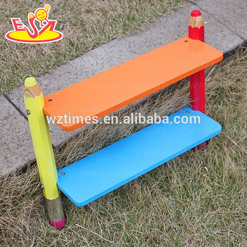 Wholesale cartoon style colorful houseware wooden wall shelf for children W08D028