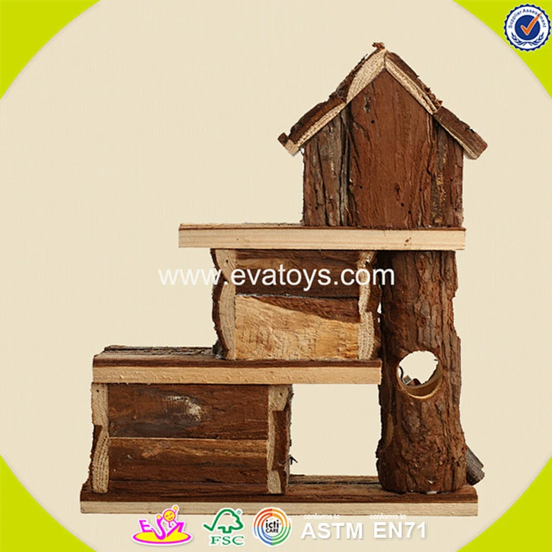 2018 New design wooden hamster pet house mini wooden hamster pet house W06F017