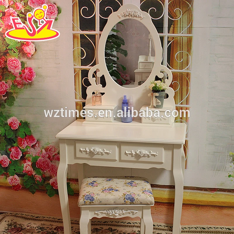 2018 New design wooden makeup vanity set white solid wooden makeup vanity set best design wooden makeup vanity set W08H061