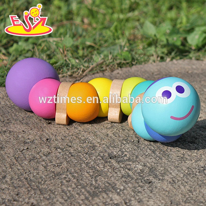 2018 Wholesale wooden caterpillar toy baby wooden caterpillar toy children wooden caterpillar toy W01B034
