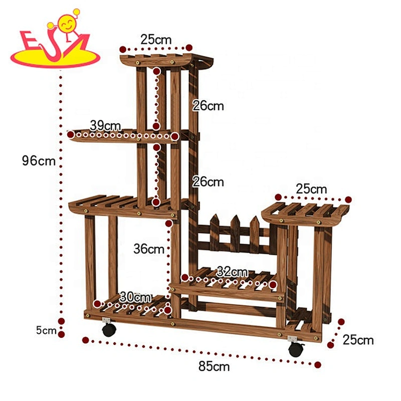 Most popular 4 layers movable wooden plant stand with low price W08H119B
