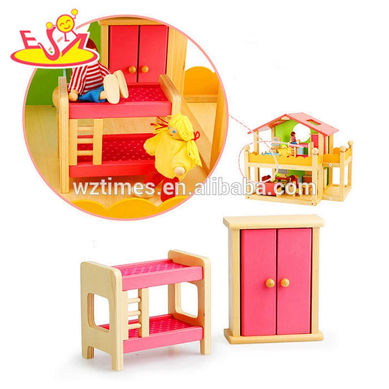 2018 wholesale kids wooden dollhouse toy funny baby wooden dollhouse toy popular children wooden dollhouse toy W06A120