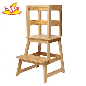 high quality 2 steps wooden kids step ladder for wholesale W08G281