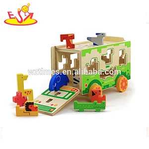 2018 wholesale kids wooden animal building blocks diy children wooden animal building blocks W05C066
