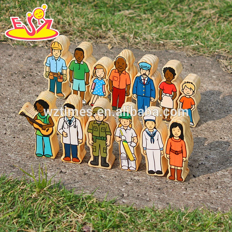 Wholesale early learning 42pcs wooden puppet doll toy hot sale wooden puppet doll toy for baby W06D067