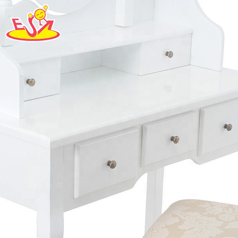 High quality children wooden modern dressing table with mirror and stool W08H015