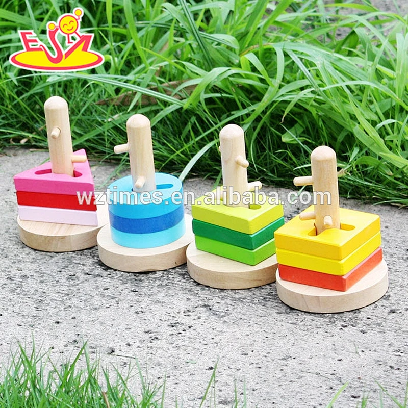 Großhandel hot baby holz stapeln geometrische blöcke spiel neue mode kinder holz stapel geometrische blöcke spielzeug