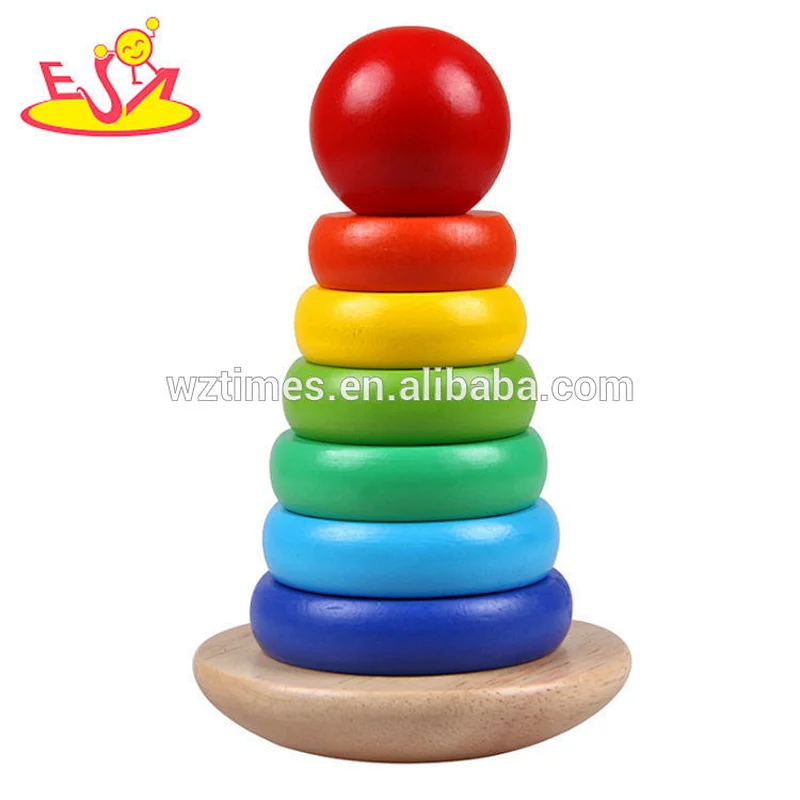 Wholesale educational wooden stacking rainbow toy for kids W13D179